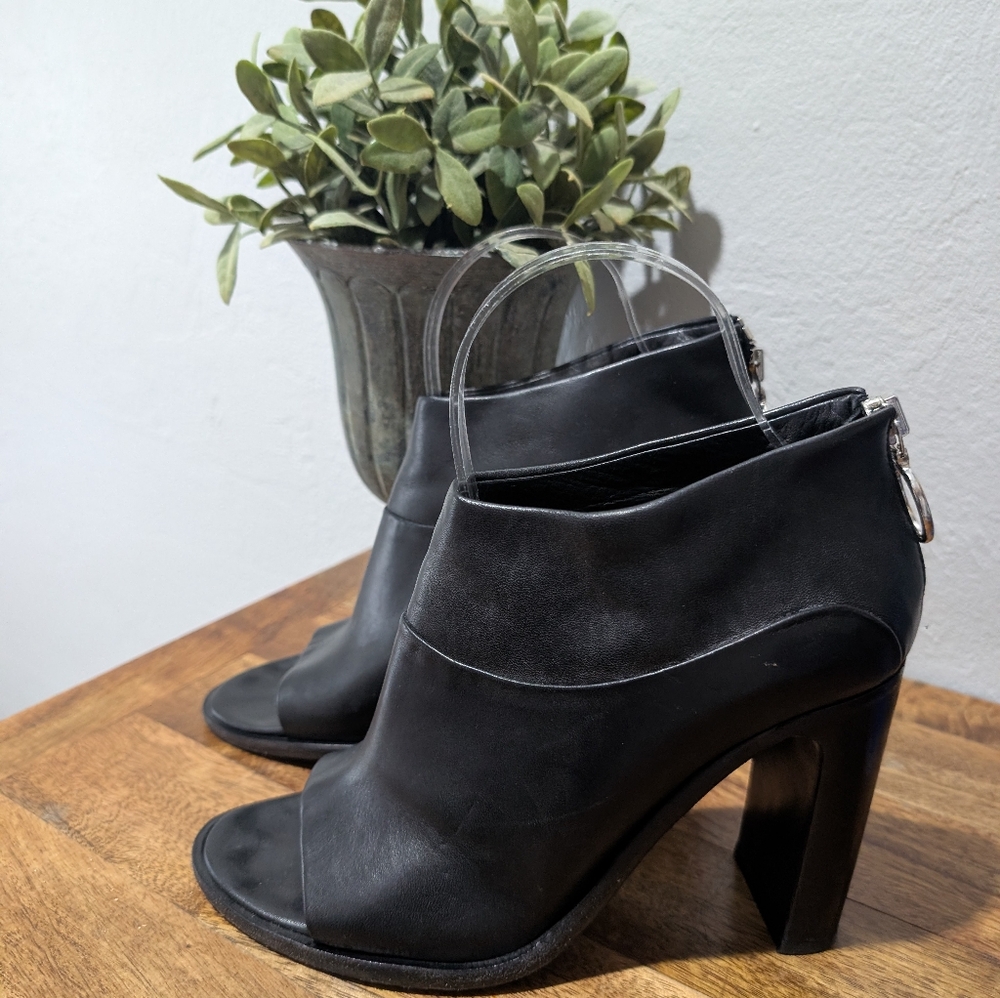 Rag‎ & Bone Liam  Open Toe Booties  Black Size 37.5